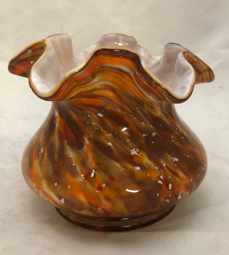 Fenton Vasa Murrhina Vase Autumn Orange Etsy