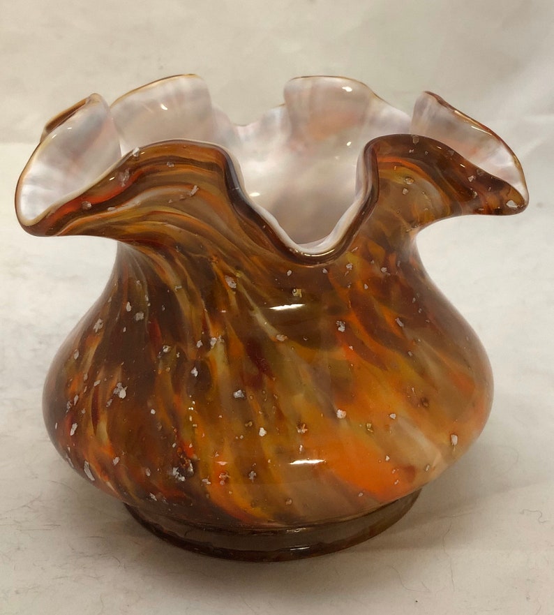 Fenton Vasa Murrhina Vase Autumn Orange Etsy