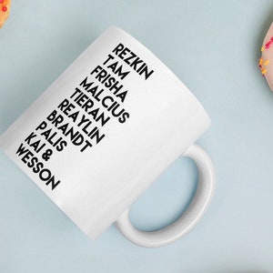 Rezkin, Tam, Tieran, Yserria, Brandt, Malcius, Wesson, Frisha, Palis Kings Dark Tidings, Reign of Madness, Kingdoms, Chaos Fan Mug