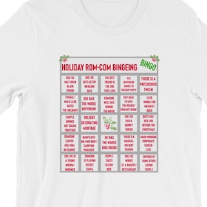 Vacances Bingo CARD #2, comédie romantique, boulimie, bingo, romance drôle carte 2, comédies romantiques, vacances, Noël, films, jeux, T-Shirt unisexe