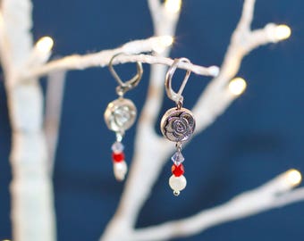 Red, White, and Bling: Red, white, blue and silver beaded earrings for Independence Day / Fourth of July