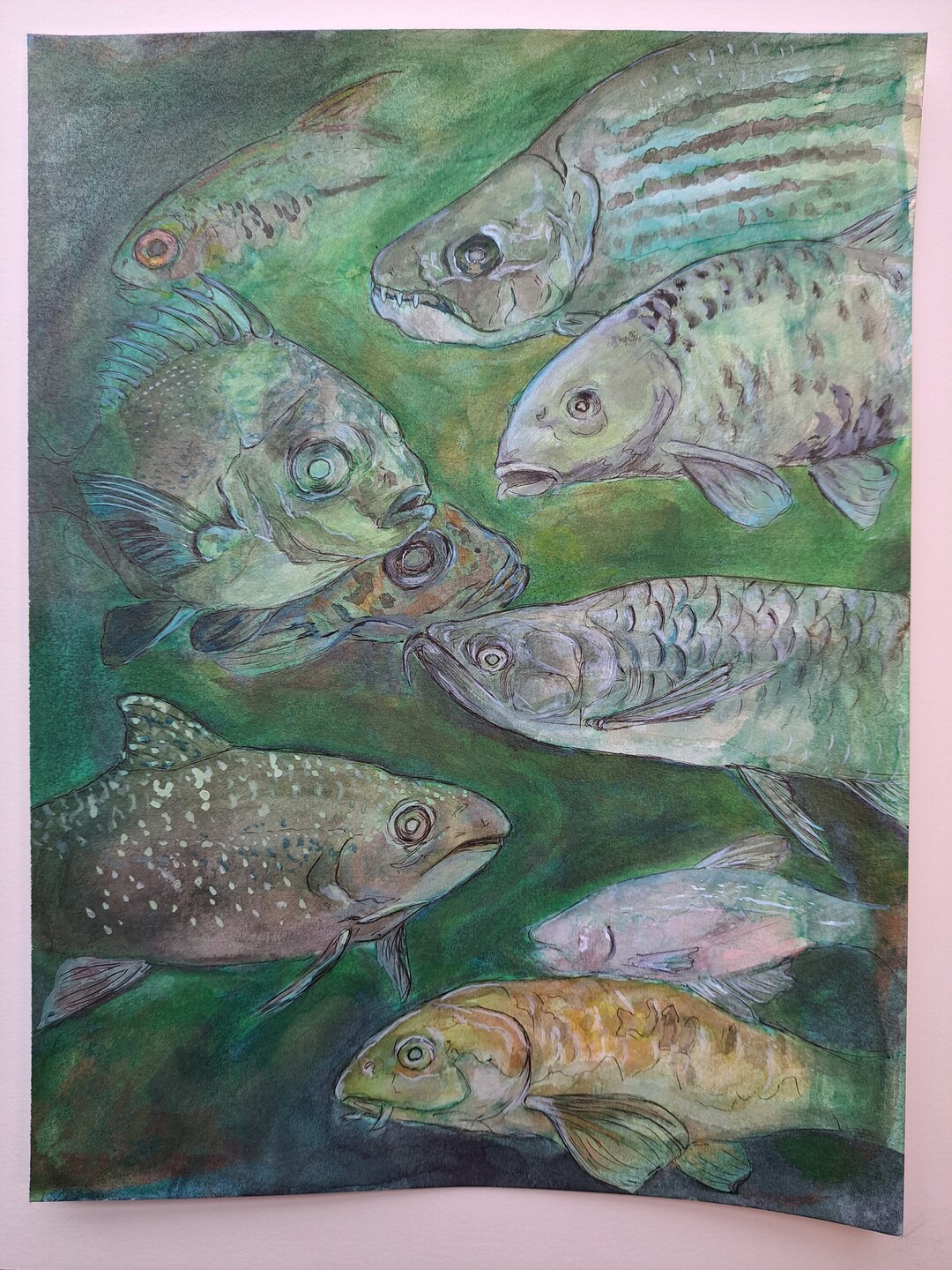 Fish Art Original Ink Painting - Etsy