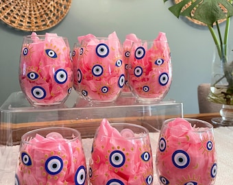 Evil eye wine glass