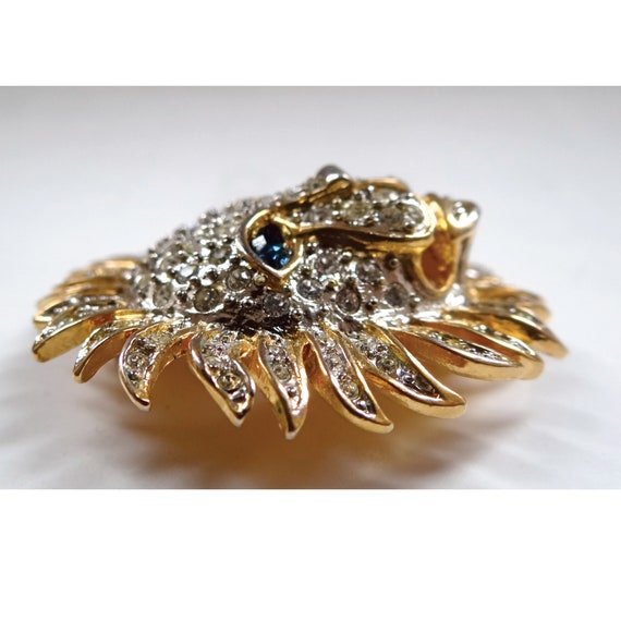 Broche Lion En Métal Doré Avec Oxydes - Style Années 70, Animalier, Pièce Unique Vintage