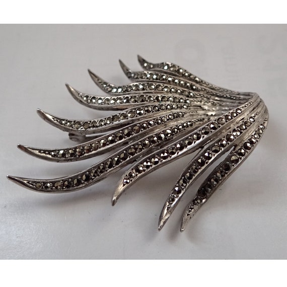 ART DECO BROOCH; Silver & Marcasite Brooch; 1930s; - image 2