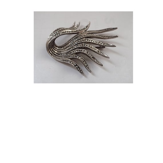 ART DECO BROOCH; Silver & Marcasite Brooch; 1930s; - image 1