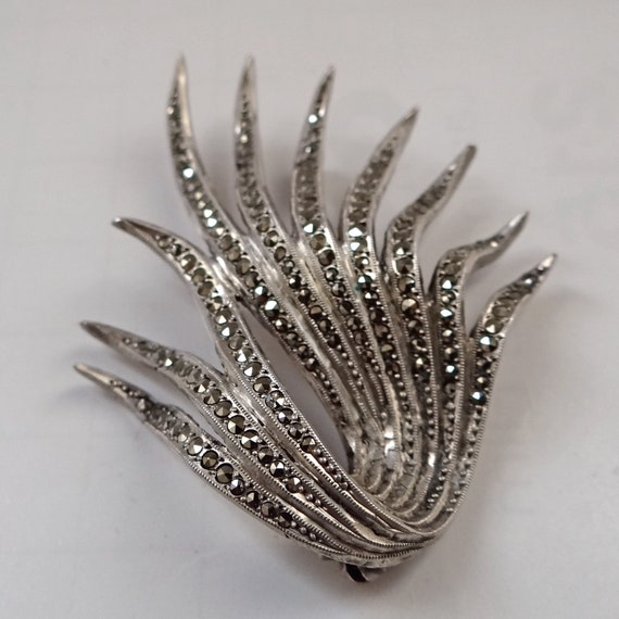 ART DECO BROOCH; Silver & Marcasite Brooch; 1930s; - image 3