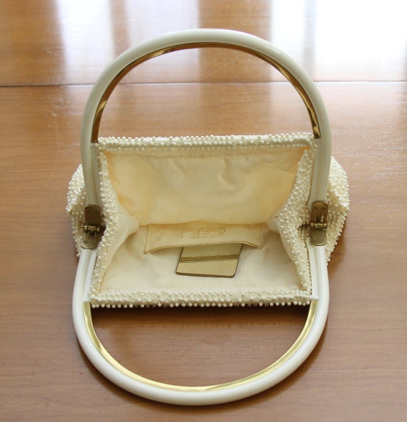 Vintage Corde Beaded Handbag with Lucite Double H… - image 8