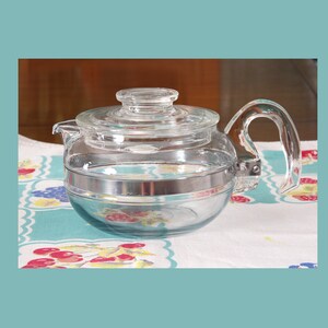 Vintage Pyrex Flame Wear Glass Tea Pot 8446B