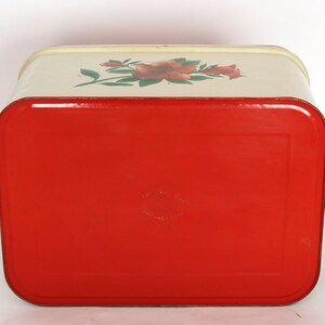 Vintage Tin Metal Bread Box Hinged Red Lid 1950's Etsy