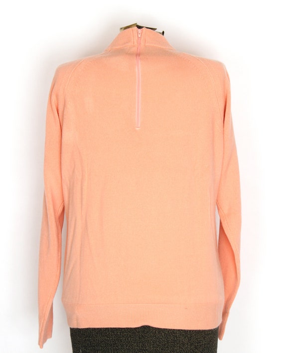 Vintage Sweater Zipper Back Apricot/Peach Color M… - image 3