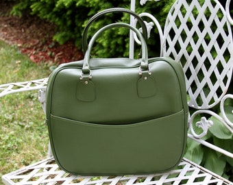 Vintage 1960's Airway Industries Avocado Green Carry-On Travel Bag