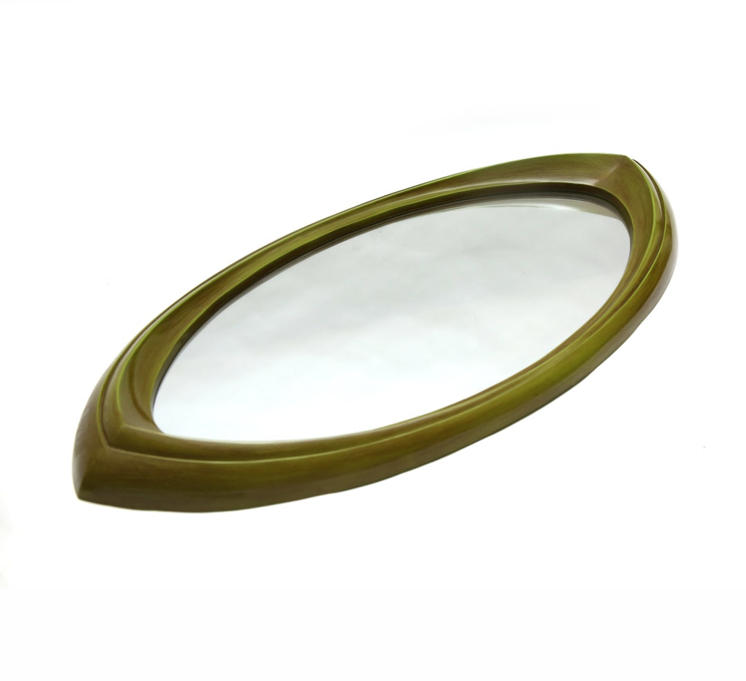 Vintage 1960's Syroco Cat Eye Wall Mirror in Olive Green Etsy
