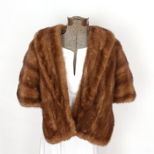 Vintage Brown Mink Fur Stole w Pocket