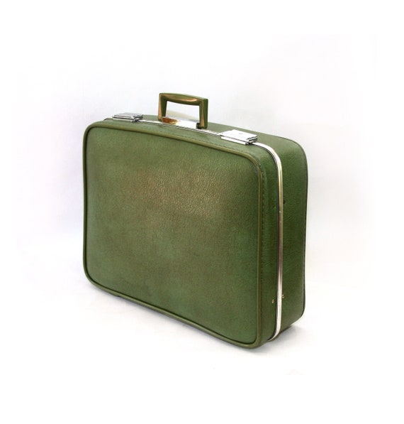 Vintage 1970's Olive Green Suitcase Towncraft - image 1