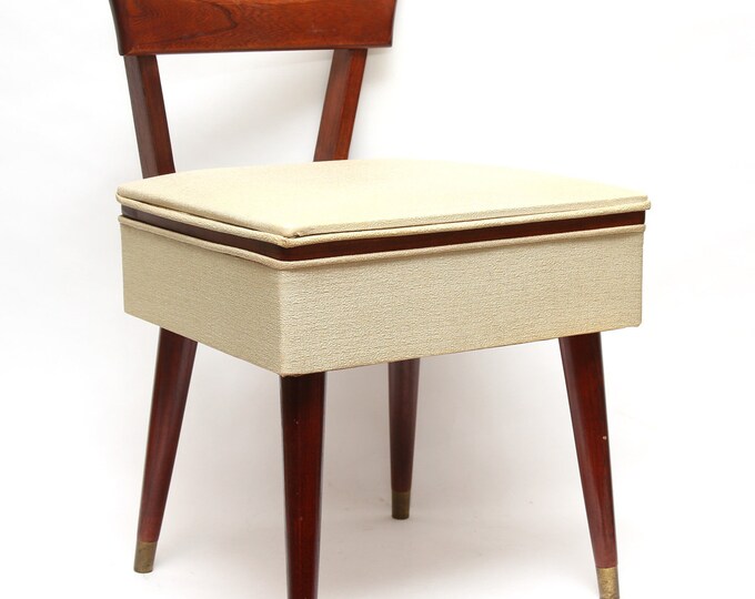 Vintage Danish Modern Sewing Chair With Storage and Tapered Etsy