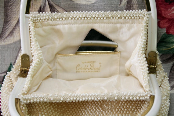 Vintage Corde Beaded Handbag with Lucite Double H… - image 5