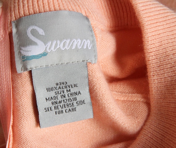 Vintage Sweater Zipper Back Apricot/Peach Color M… - image 5