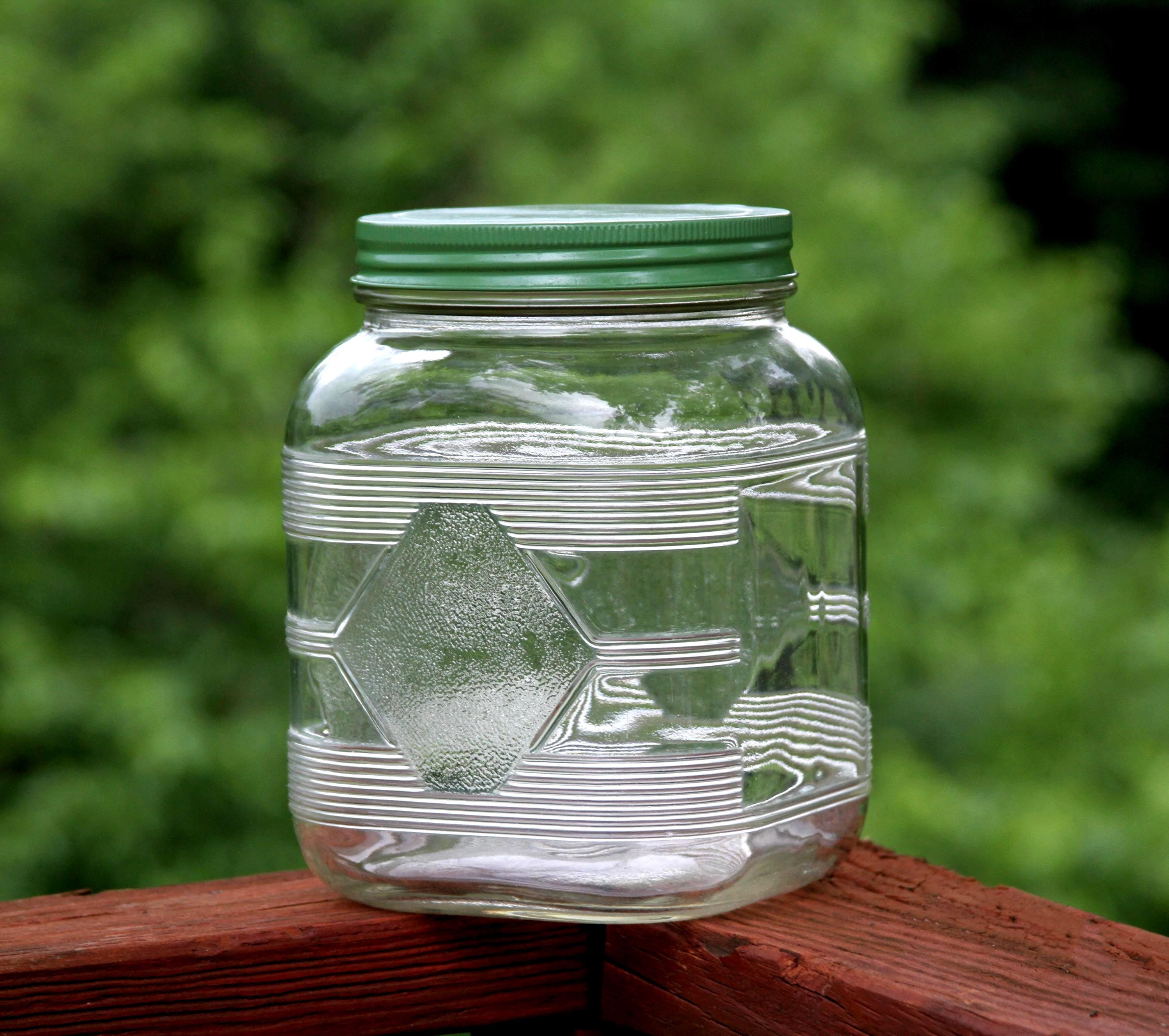 Vintage Ribbed Glass Jar With Lid - Etsy