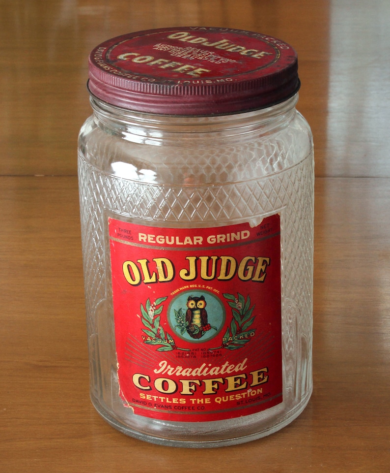 Rare 1950's OLD JUDGE Coffee Jar With Original Paper Label Etsy