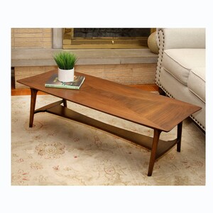 Mid Century Modern Marquetry Top Coffee/Cocktail Table Rectangle Low Profile