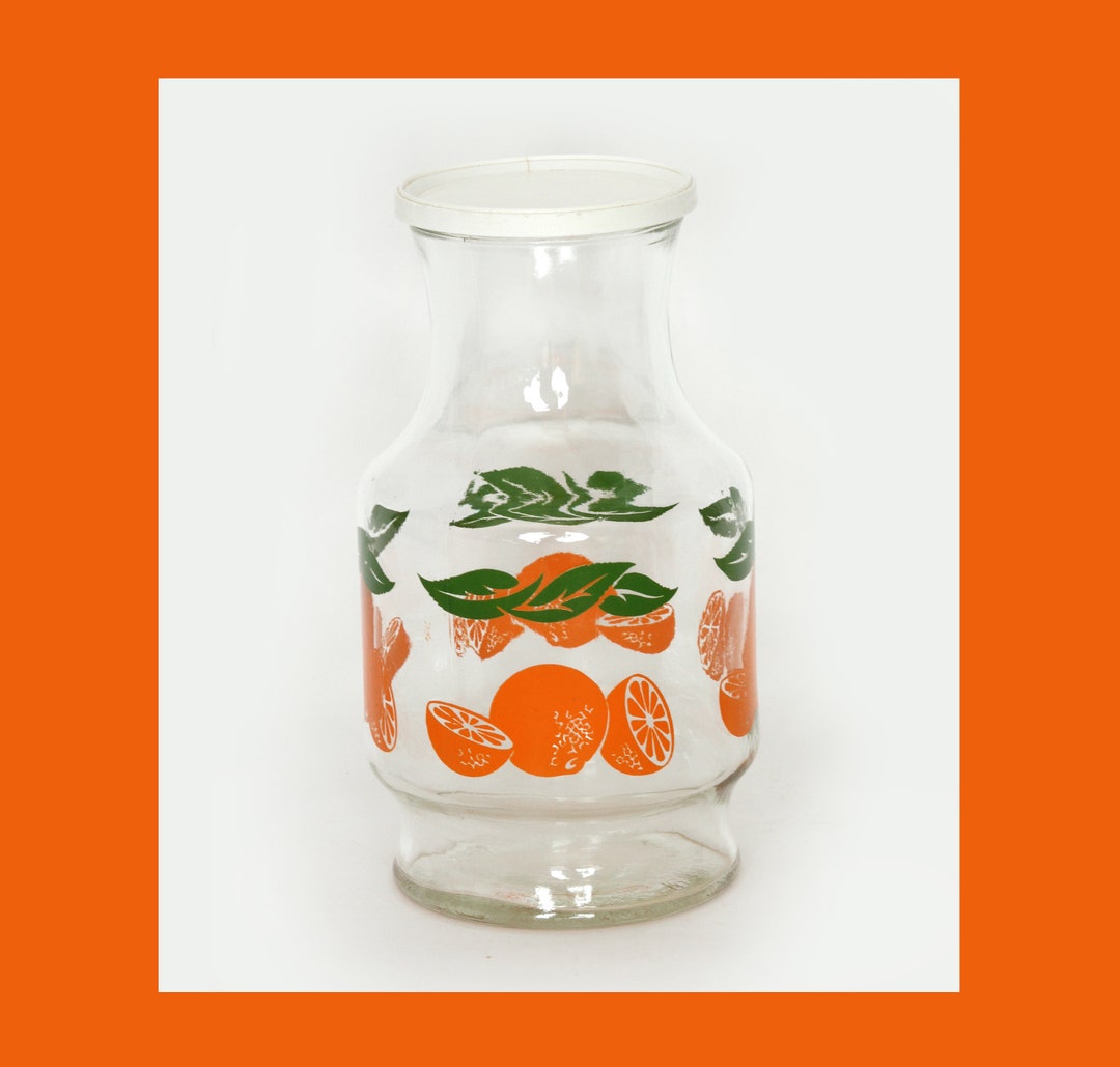 Vintage Orange Juice Carafe With Fruit Design W Lid Etsy
