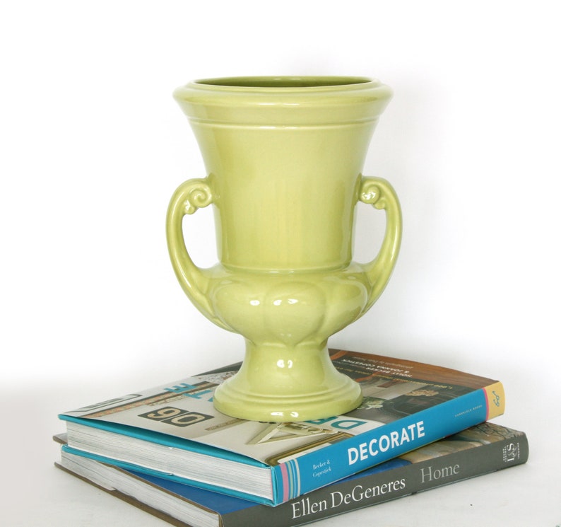 Vintage Abingdon Pottery Trophy Style Vase Green Double | Etsy