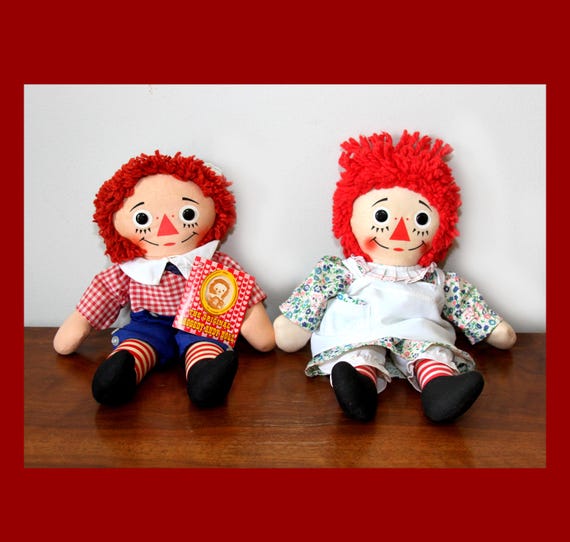 Vintage Raggedy Ann and Andy Dolls by Knickerbocker Toy Co With