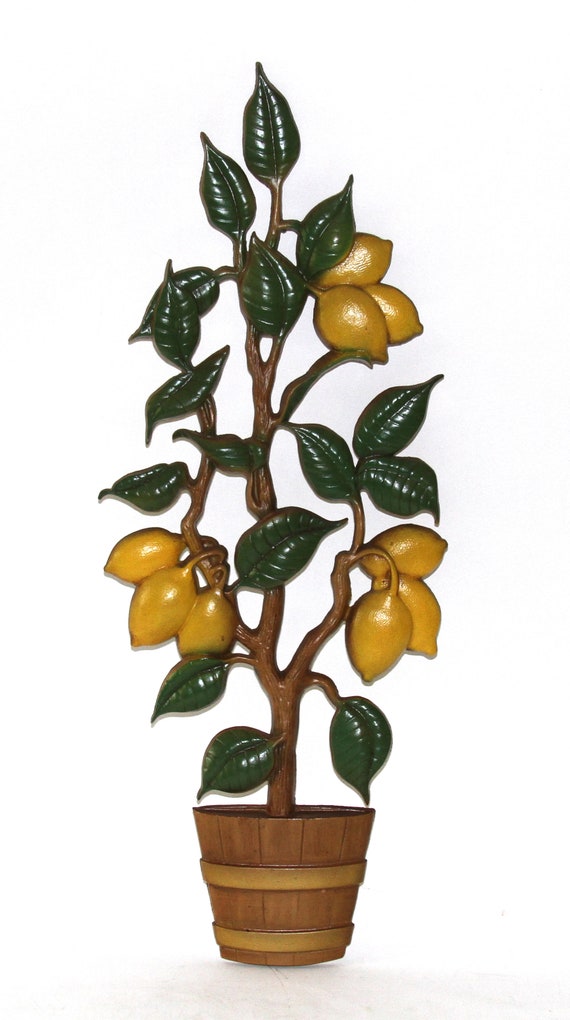 Vintage MCM Sexton USA Cast Metal Lemon Tree Wall Plaque