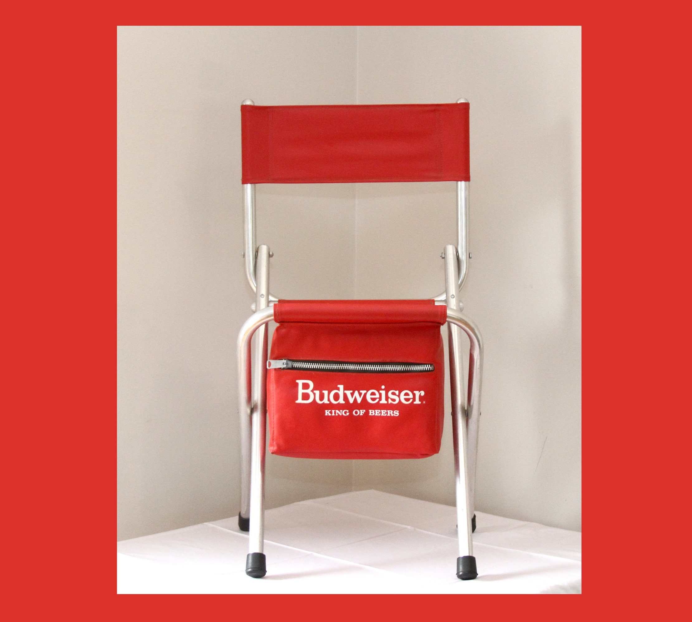 Vintage Budweiser Portable Chair with Cooler/Fishing Chair