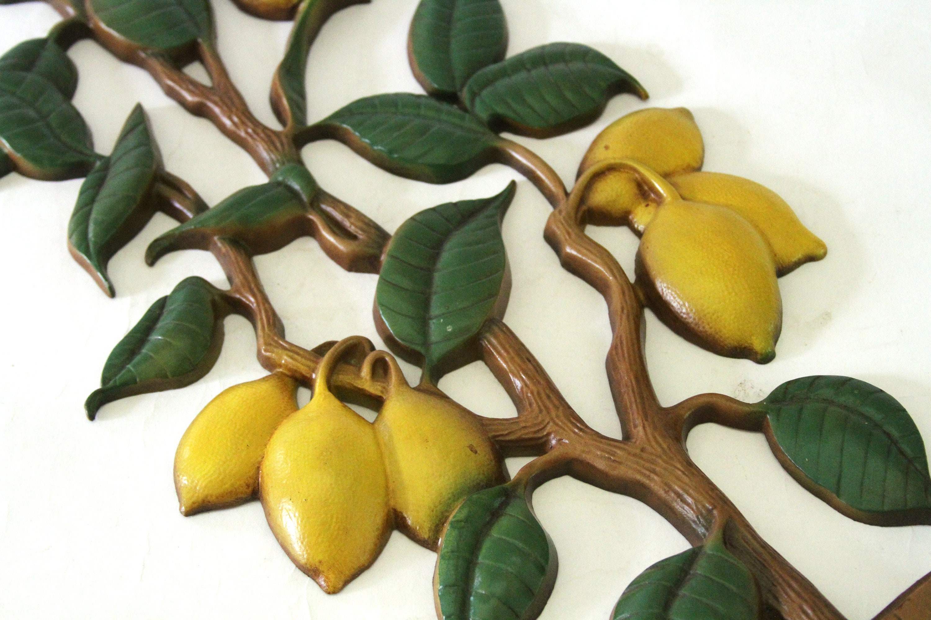 Vintage MCM Sexton USA Cast Metal Lemon Tree Wall Plaque
