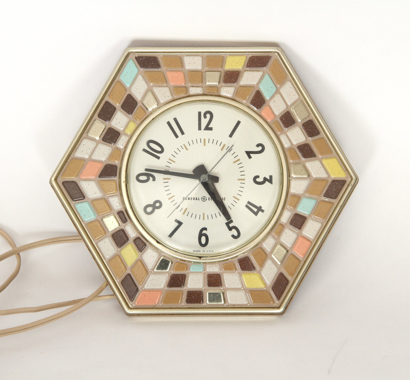 Vintage General Electric Faux Mosaic Tile Wall Clock MCM Etsy