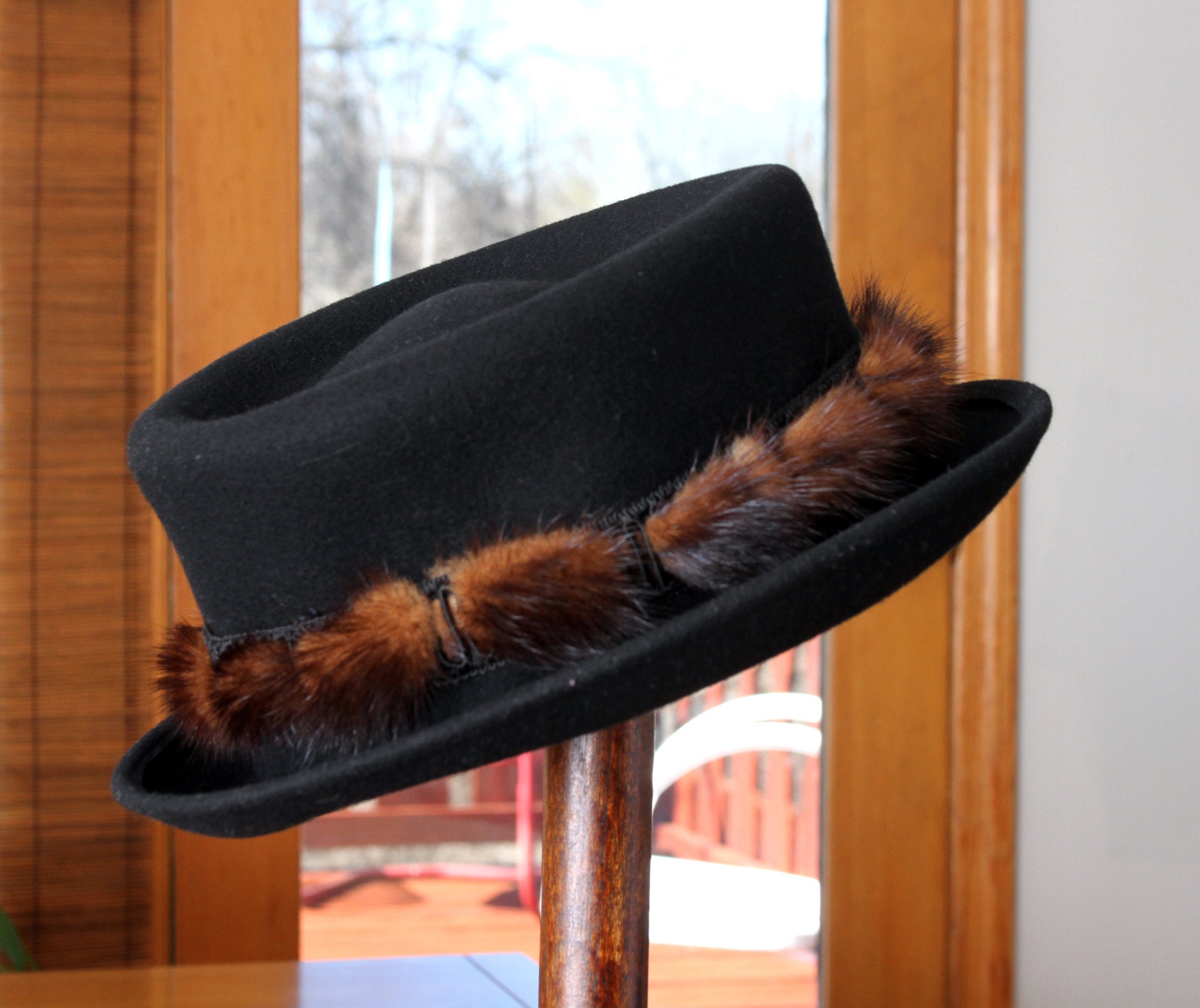 Wool Hat With Mink Fur Band - Etsy