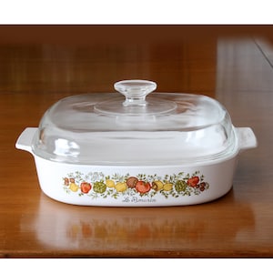 Rare CorningWare Casserole Dish A-10-B Spice of Life "Le Romarin" with Pyrex Glass Lid