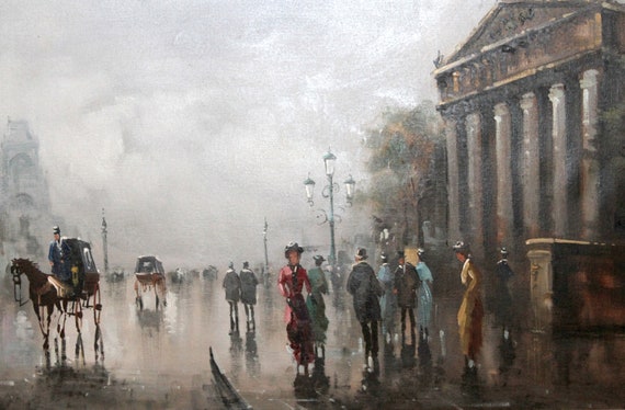 1962 Paris Street Scene Oil Painting Antonio Devity - Framed
