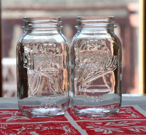2 Bicentennial 17761976 Mason Jars With Liberty Bell Design Etsy