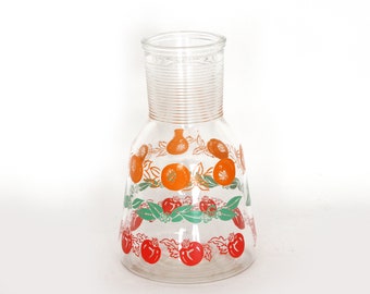 Vintage Juice Carafe with Fruit Design Hazel Atlas