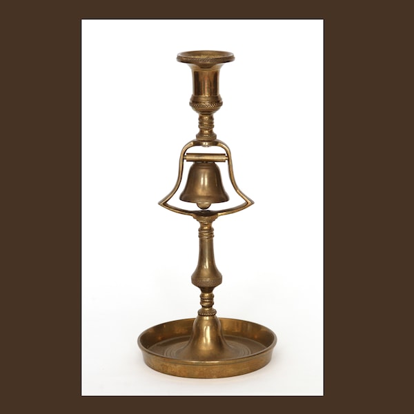 Antique Brass Bell Candlestick Etsy
