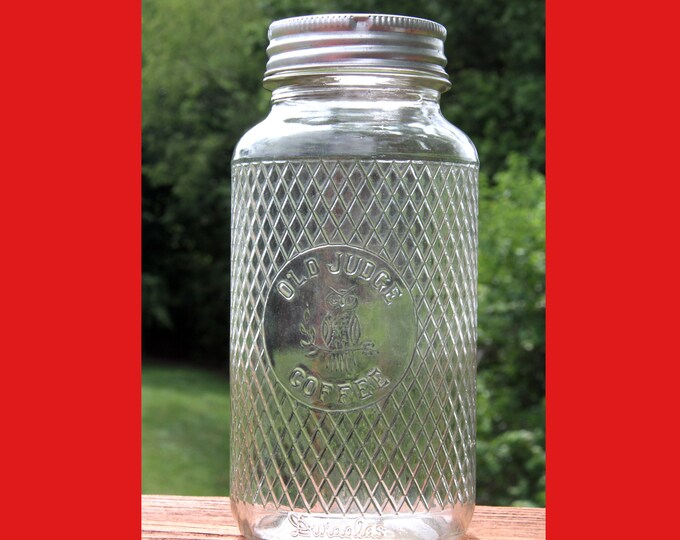 Vintage OLD JUDGE Glass Coffee Jar With Zinc Lid Etsy