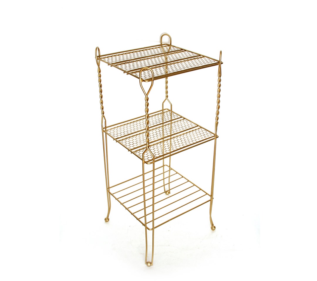 Mid Century 3 Tiered Metal Stand Gold Tone Atomic Ball Ends 1960's Etsy