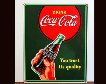Vintage 1989 COCA COLA COKE Enamel Reproduction Sign Ande Rooney