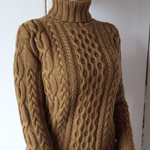 Cashmere blend Cable Knit Turtleneck Sweater - Handmade Knitted Cozy Warm Sweater - Fall Winter Womens Sweater - Hand Knitted Knitwear