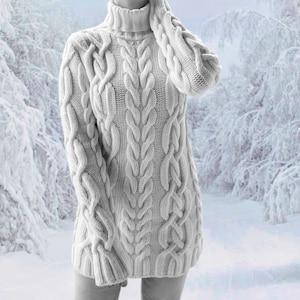 Merino kabelgebreide coltrui - gezellige handgemaakte trui - geweldige herfst-winter damestrui