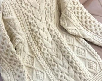 100% Cashmere Cable Knit Oversize Sweater Dress - Handmade Cozy Warm Long Sweater - Fall Winter Womens Sweater Dress