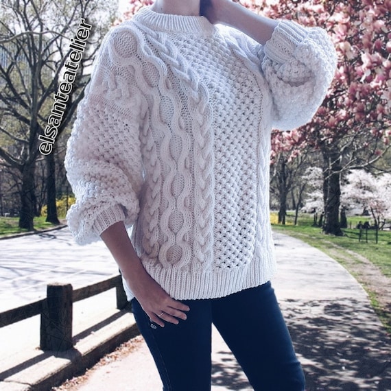 Amazing Oversize Knitted Sweater , Cable knit Sweater , Cozy Handmade Sweater , Women\u0027s Winter Fall Sweater