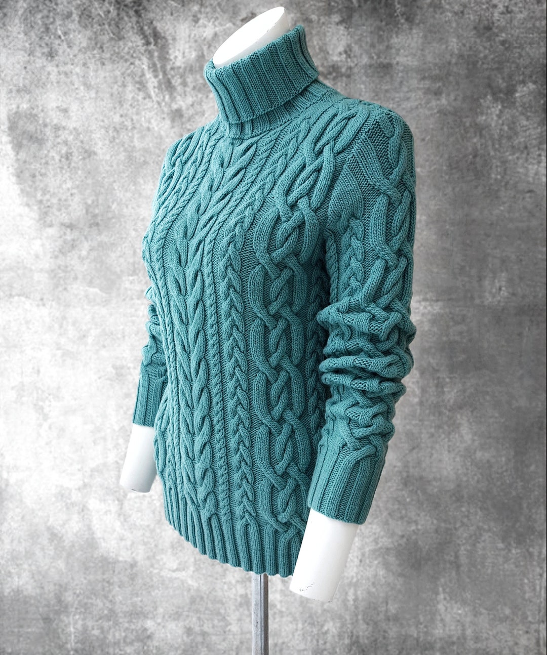 Cable Knit Turtleneck Sweater Cozy Handmade Sweater Fall Etsy