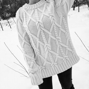 Nonna Cable-Knit 100% Merino Sweater White