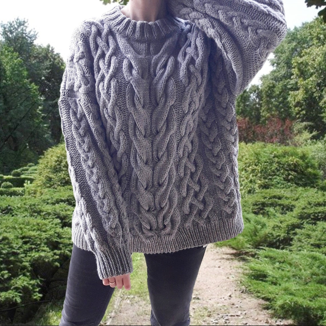 Amazing Oversize Knitted Sweater Cable Knit Sweater Cozy Etsy