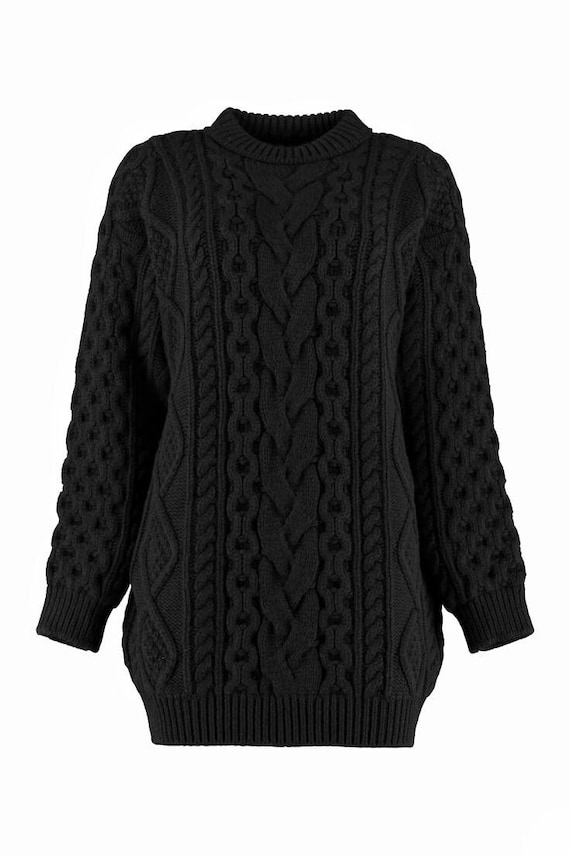 Black Cashmere Blend Cable Knit Sweater Cable Knit Handmade Cozy Warm  Turtleneck Sweater Dress Fall Winter Women\'s Sweater - Etsy