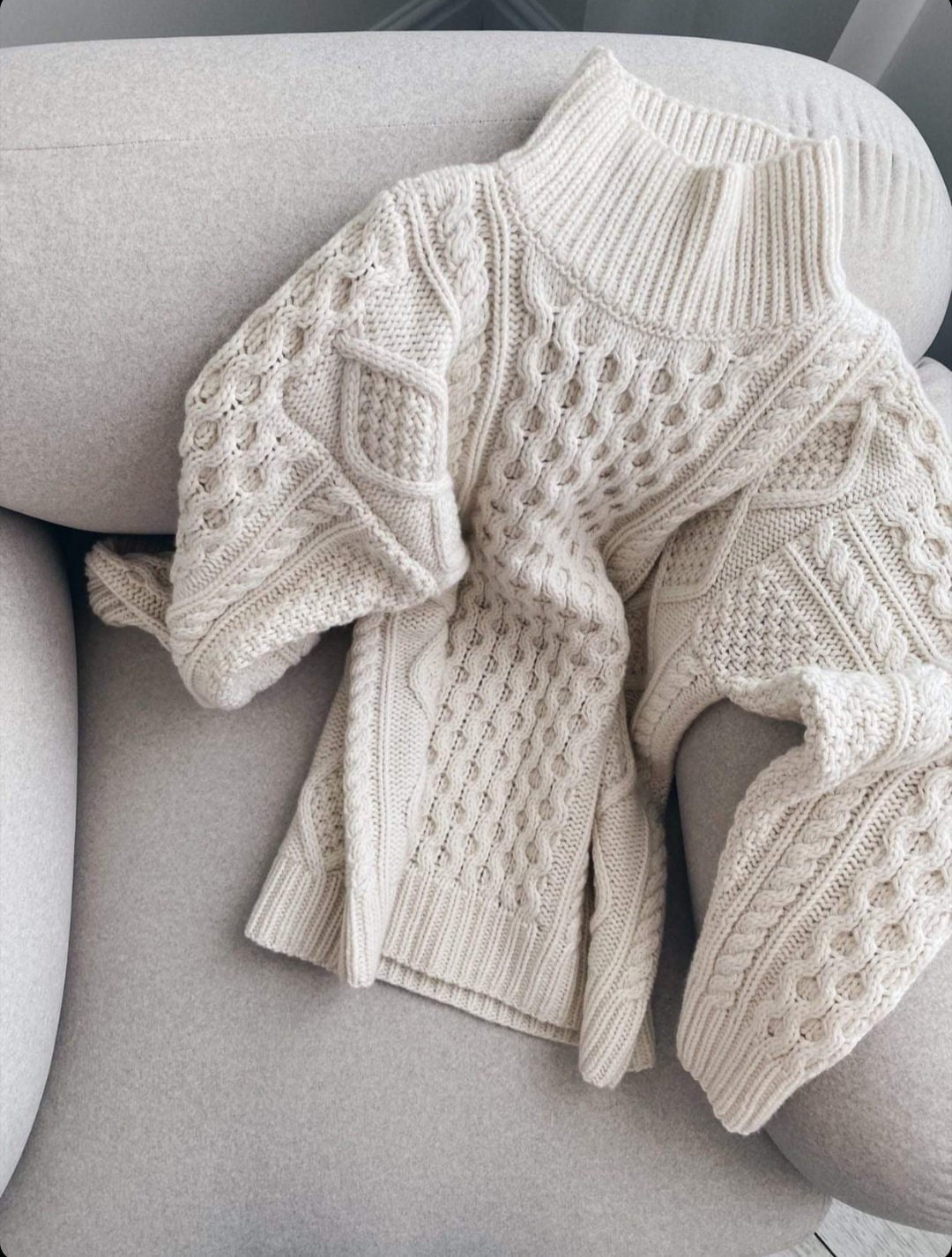 100 Cashmere Cable Knit Oversize Sweater Knitted Handmade Etsy